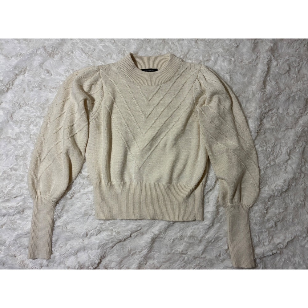 French Connection Long Sleeve Sweater Womens Small Cream Minimalist Quite Luxury